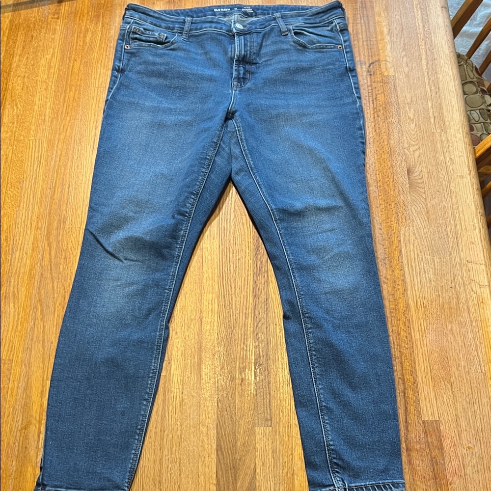Old Navy Women 14 Denim Blue Mid-Rise Rockstar Super Skinny Ankle 5 Pocket Jeans
